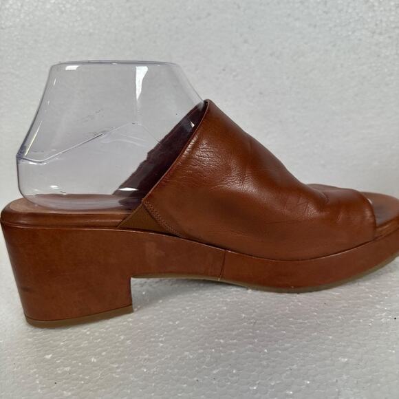 Miz Mooz Gwen Leather Platform Slip On Sandals Women's 41 / 11 Brown 2.5" Heel - Picture 5 of 13